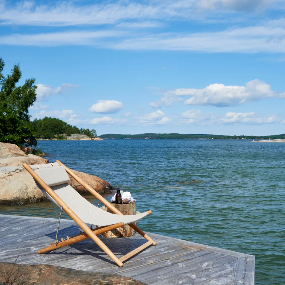 H55 lounge chair teak, Beige Skargaarden