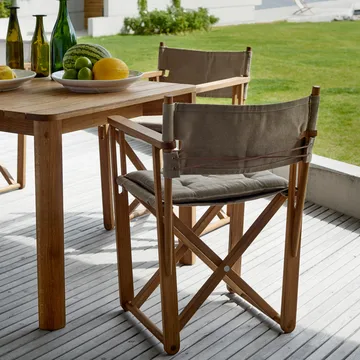 Kryss Dining armchair - Sunbrella Ashe light grey, teak - Skargaarden