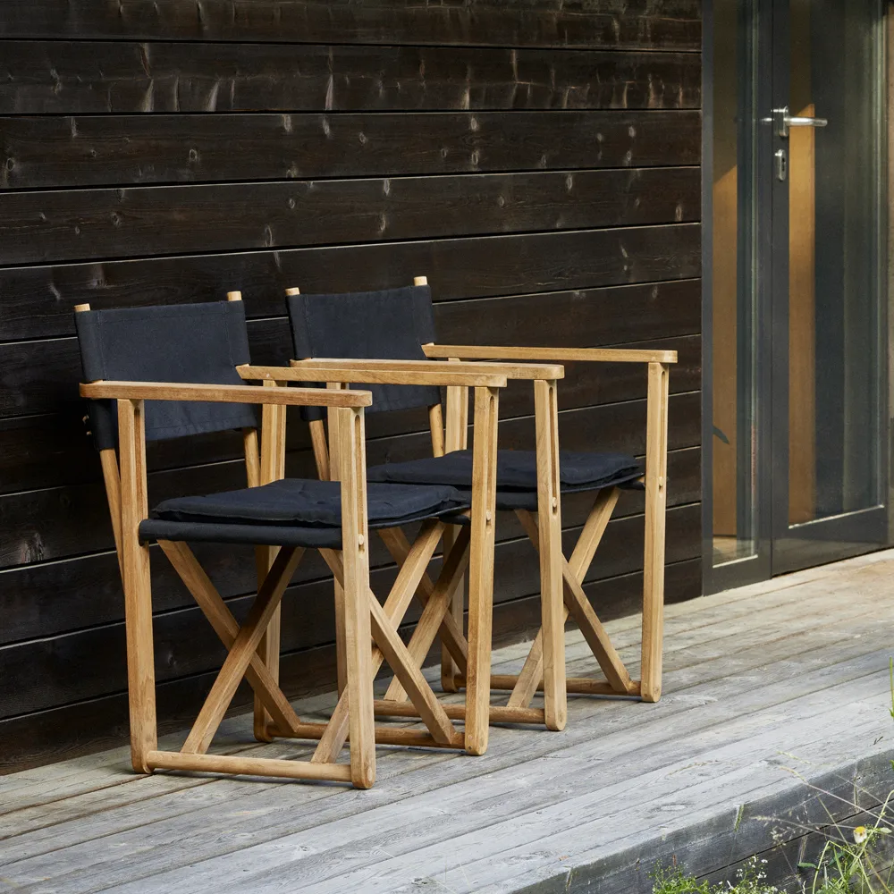 Kryss Dining armchair, Sunbrella Heritage Leaf green, teak Skargaarden