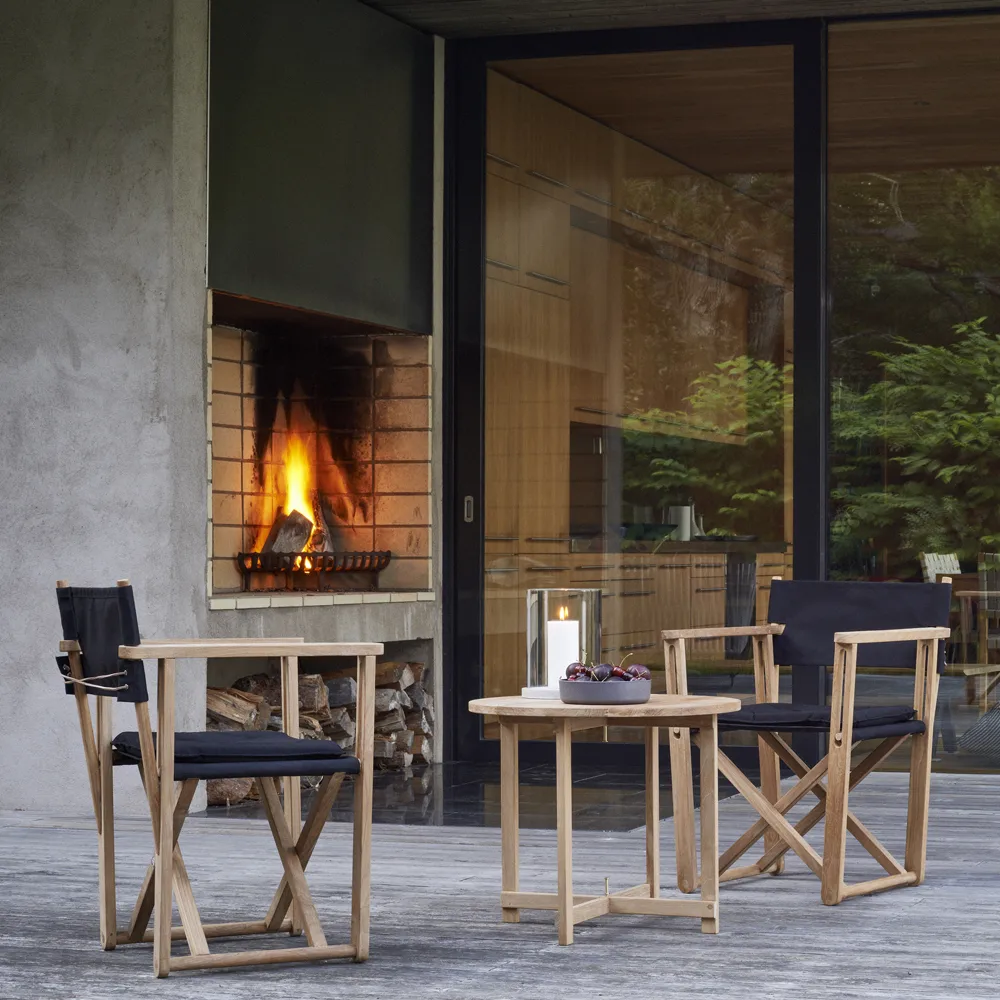 Kryss Dining armchair, Sunbrella Heritage Leaf green, teak Skargaarden