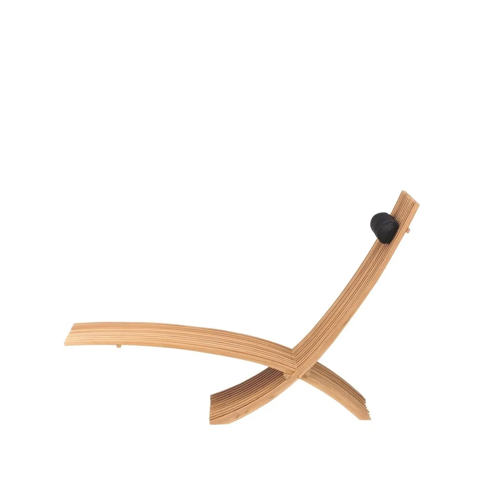 Nozib lounge chair, Teak, black neck rest in leather Skargaarden