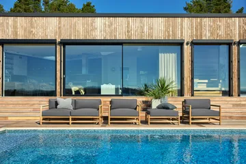 Saltholm sofa teak-grey brown cushion - Skargaarden