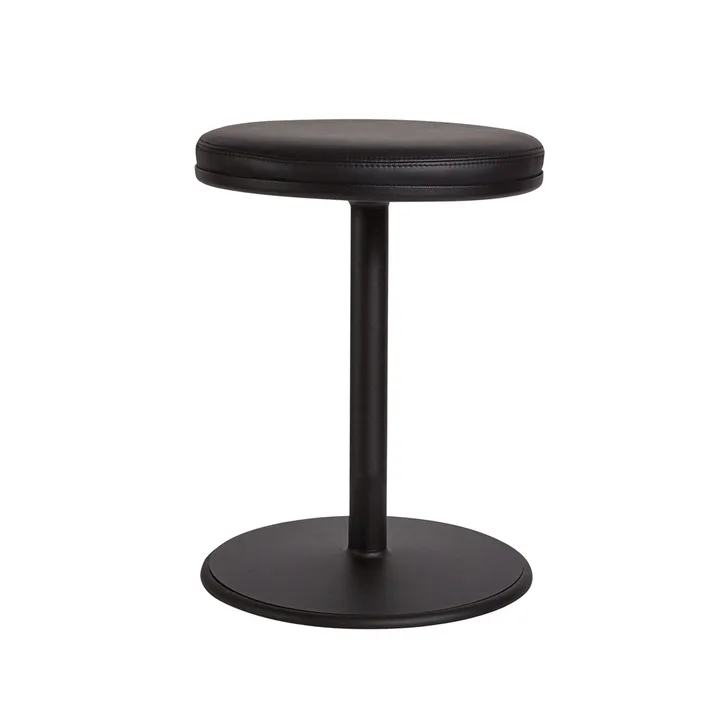 Orbit round stool - Black, black leather, Ø36x54 cm - SMD Design