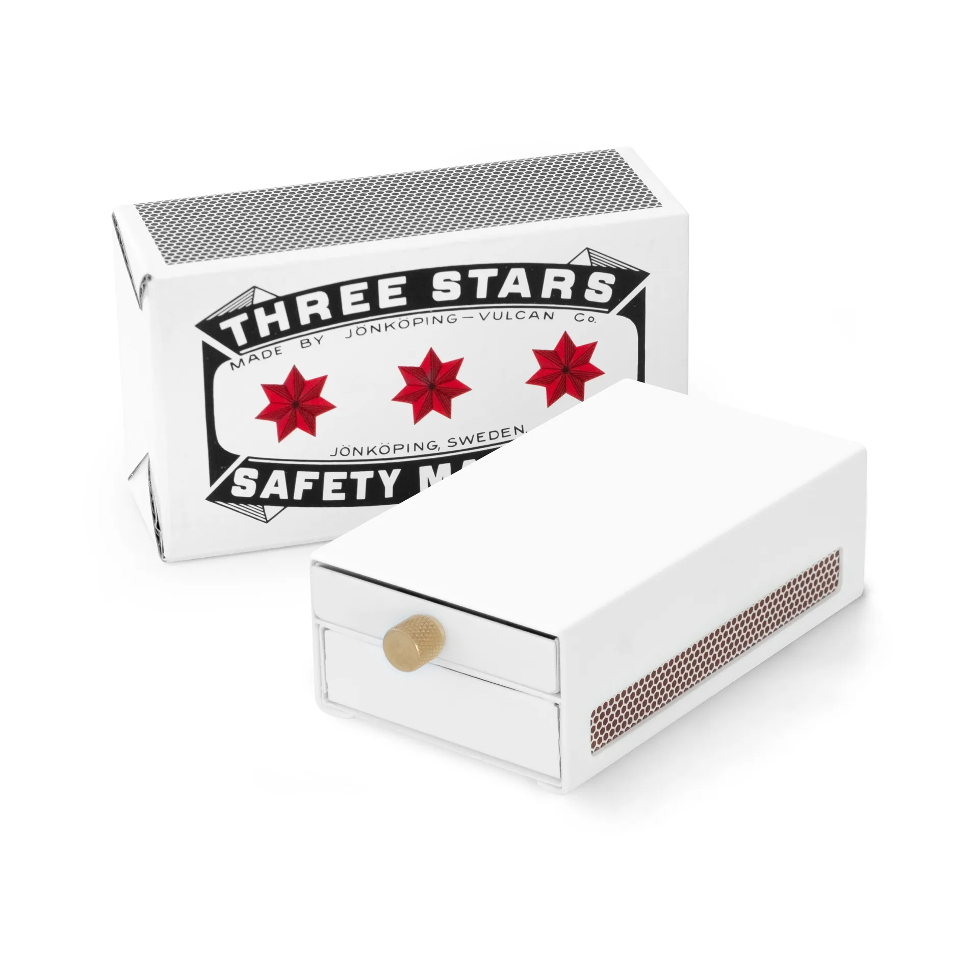 Three Stars matchbox holder large, White Solstickan Design
