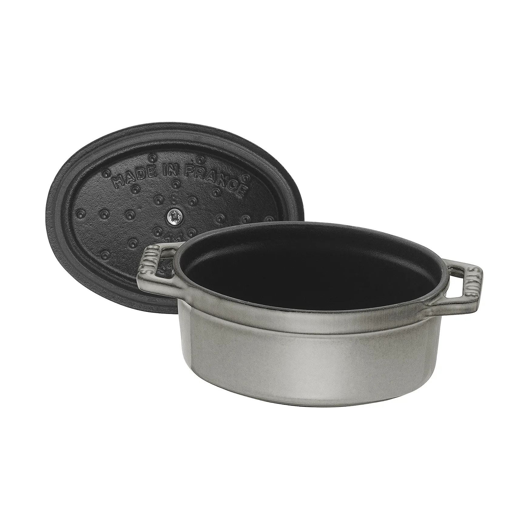 Staub La Cocotte oval mini casserole cast iron 0.25 L, Graphite gray STAUB