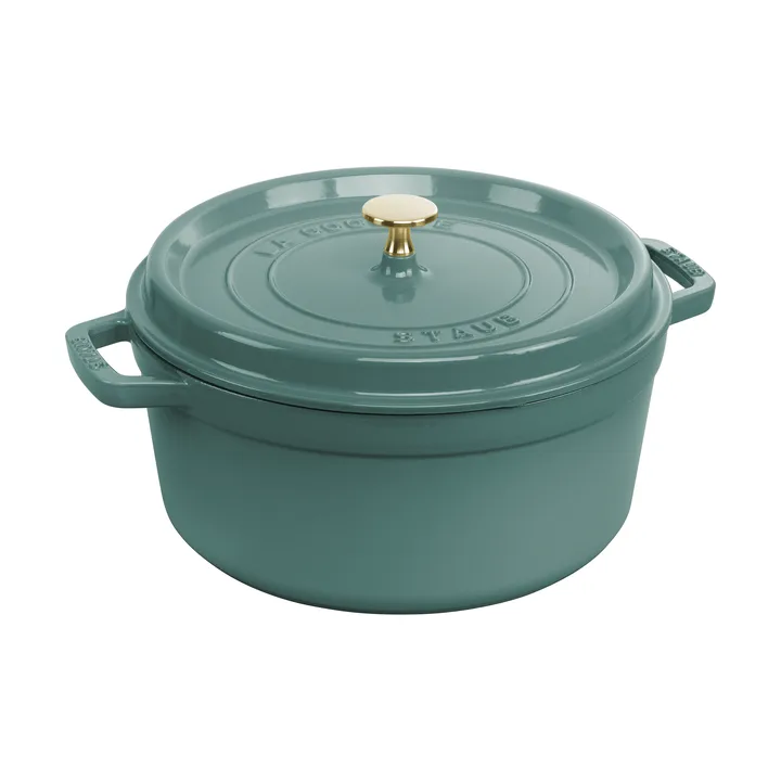 Staub La Cocotte round casserole cast iron 5.2 L - Eucalyptus wood - STAUB
