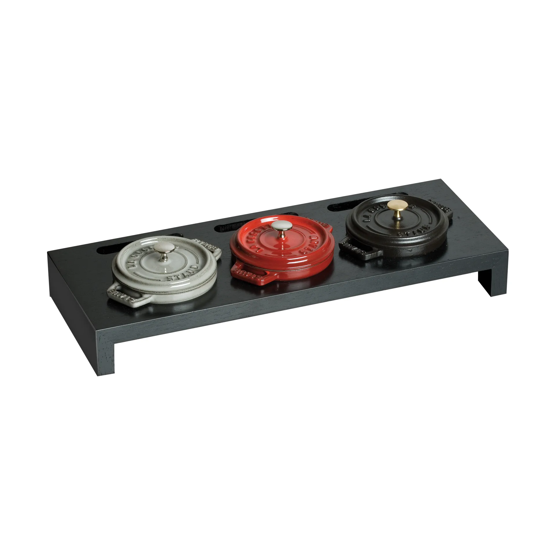 Staub serving holder for 3 mini pots, Black STAUB