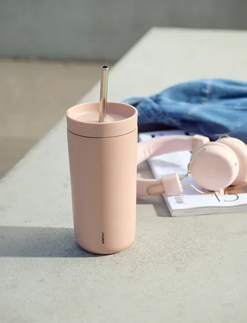 To Go Sip thermos mug with straw 0.4 L - Heather - Stelton