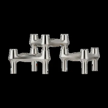 STOFF Nagel BMF candle holder 3-pack - Brushed chrome - STOFF Nagel
