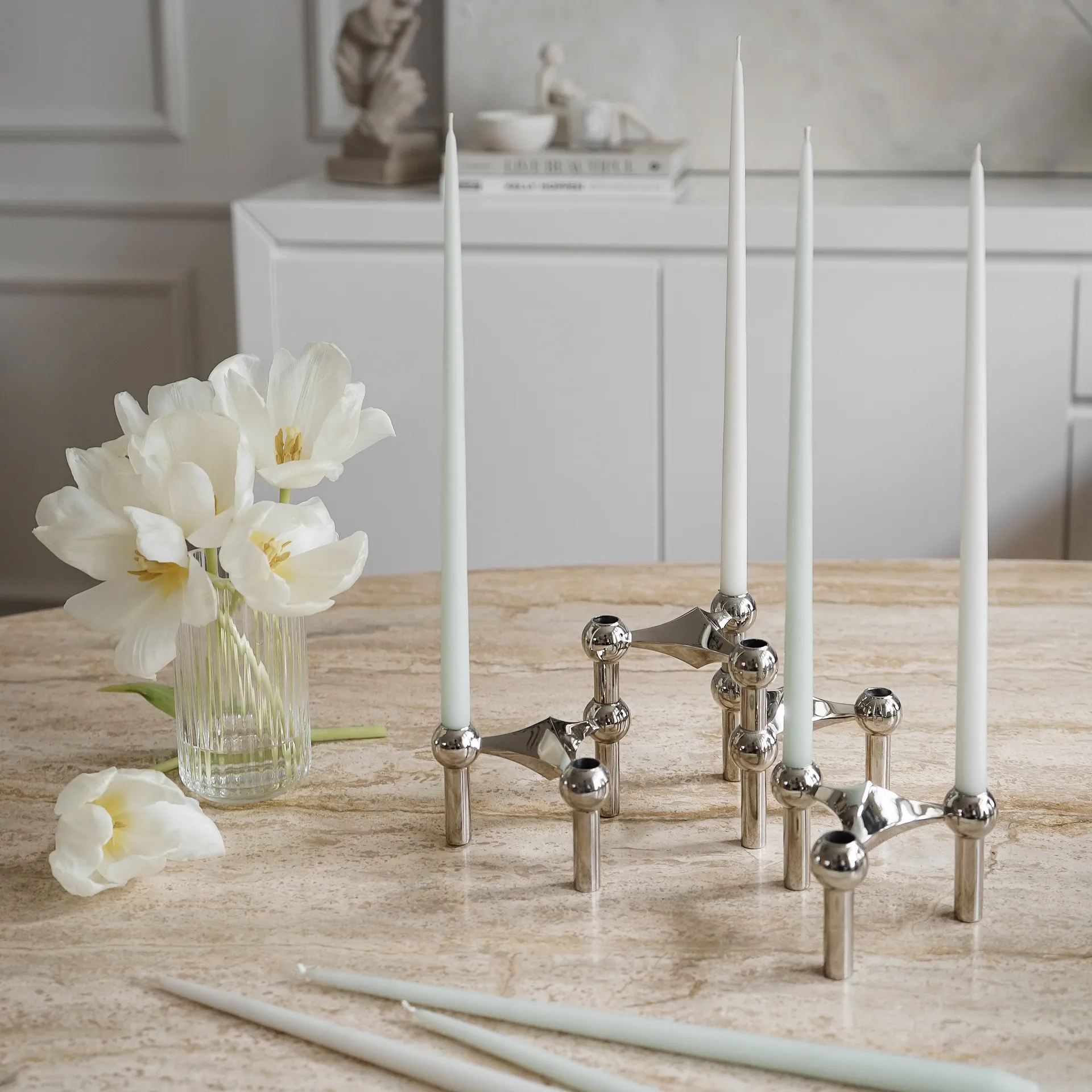 STOFF Nagel tapered candle by ester & erik 6-pack, Dusty mint STOFF Nagel