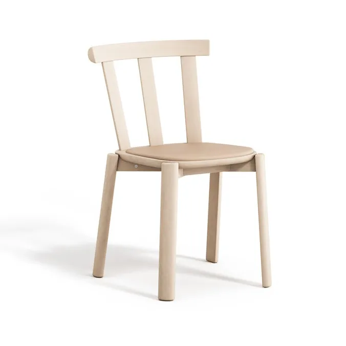 Alt chair upholstered seat birch - Elmovegeta 22011-light matte lacquer - Stolab