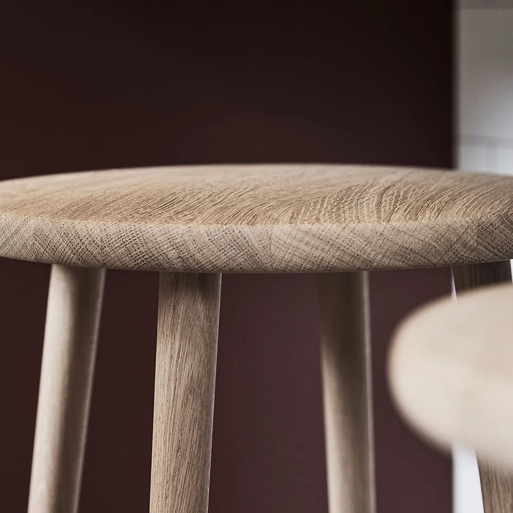 Miss Button round stool, Oak white oiled. low, Ø44x45 cm Stolab