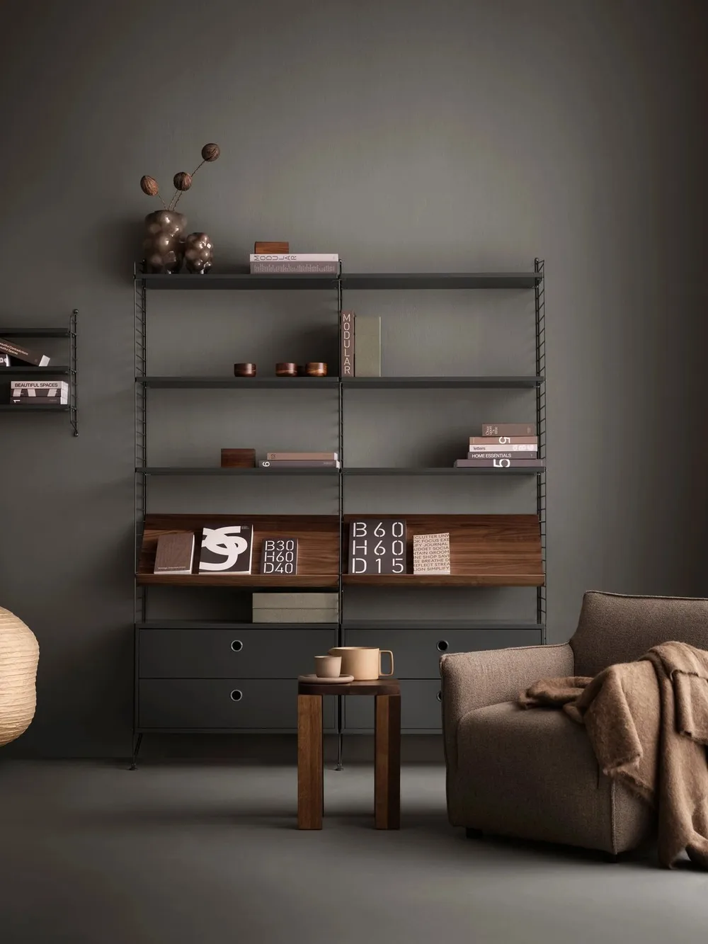 String wall panels, Dark grey, 50x30 cm, 1-pack String
