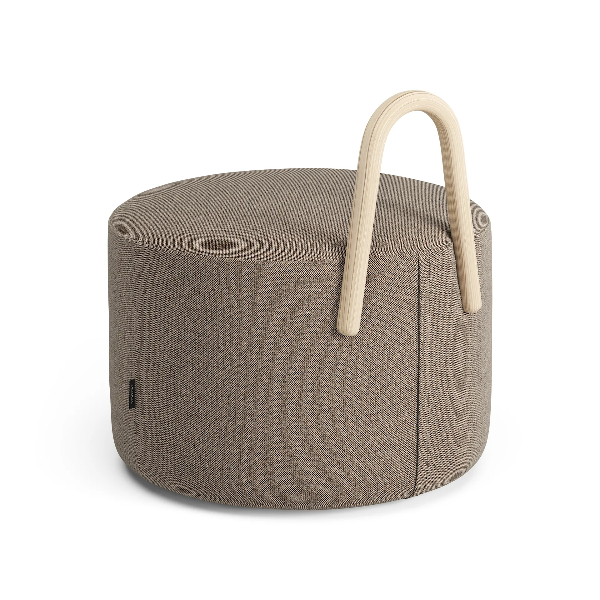 Amstelle pouf medium with wheel oak natural lacquer, Main Line Flax 23 Swedese
