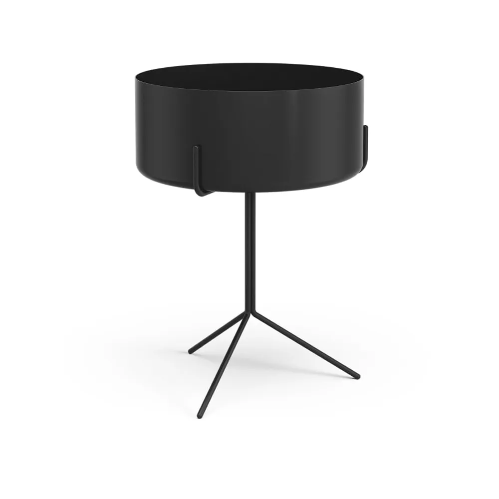 Drum table, Black, plant pot Swedese
