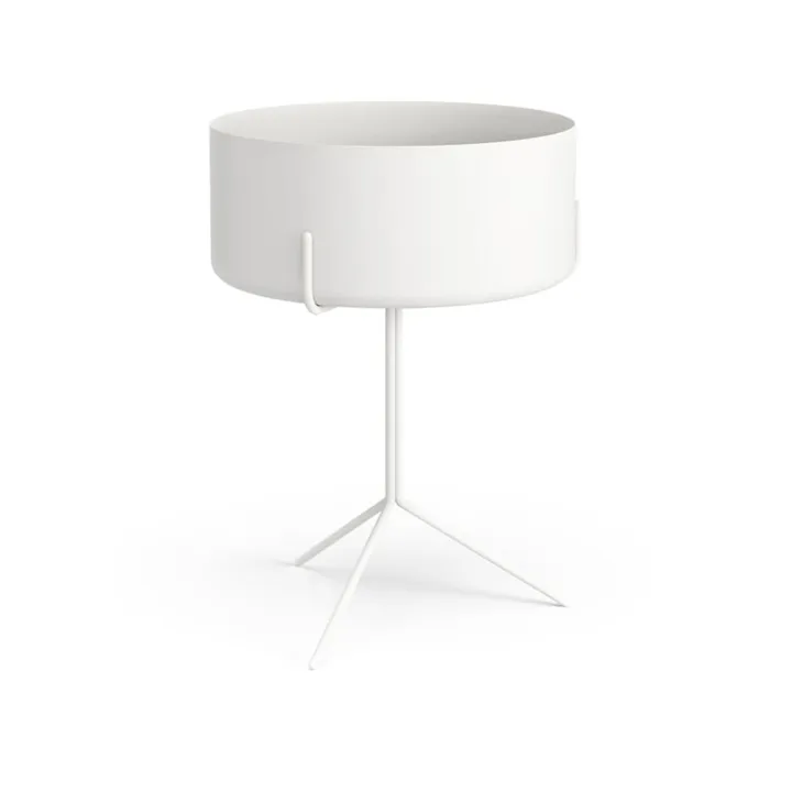 Drum table - White, plant pot - Swedese