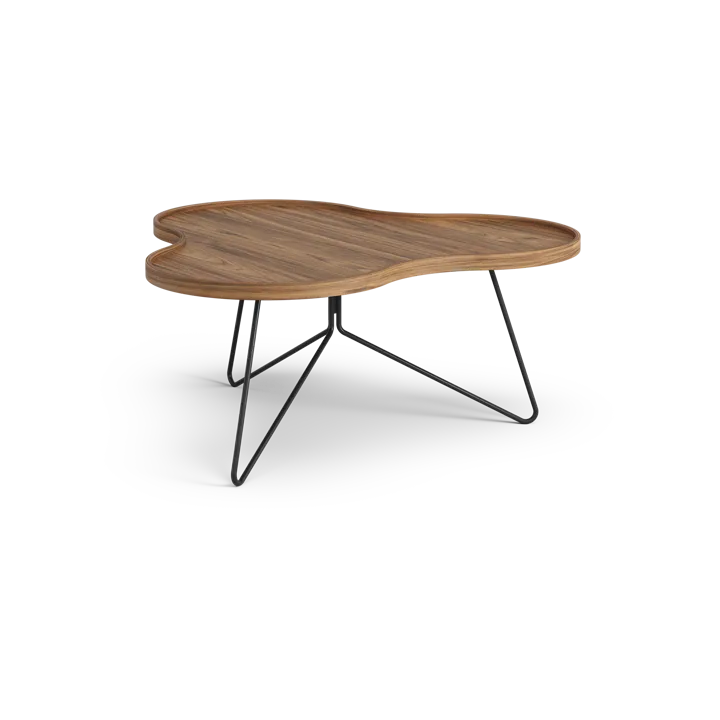 Flower mono table Special Edition 84x90 cm - H39 cm-lacquered walnut-black lacquered steel - Swedese