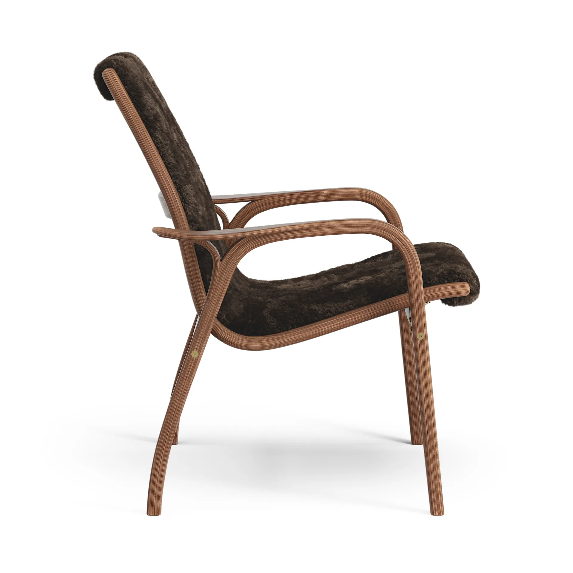 Laminett arm chair oiled walnut/sheep skin, Espresso (brown) Swedese