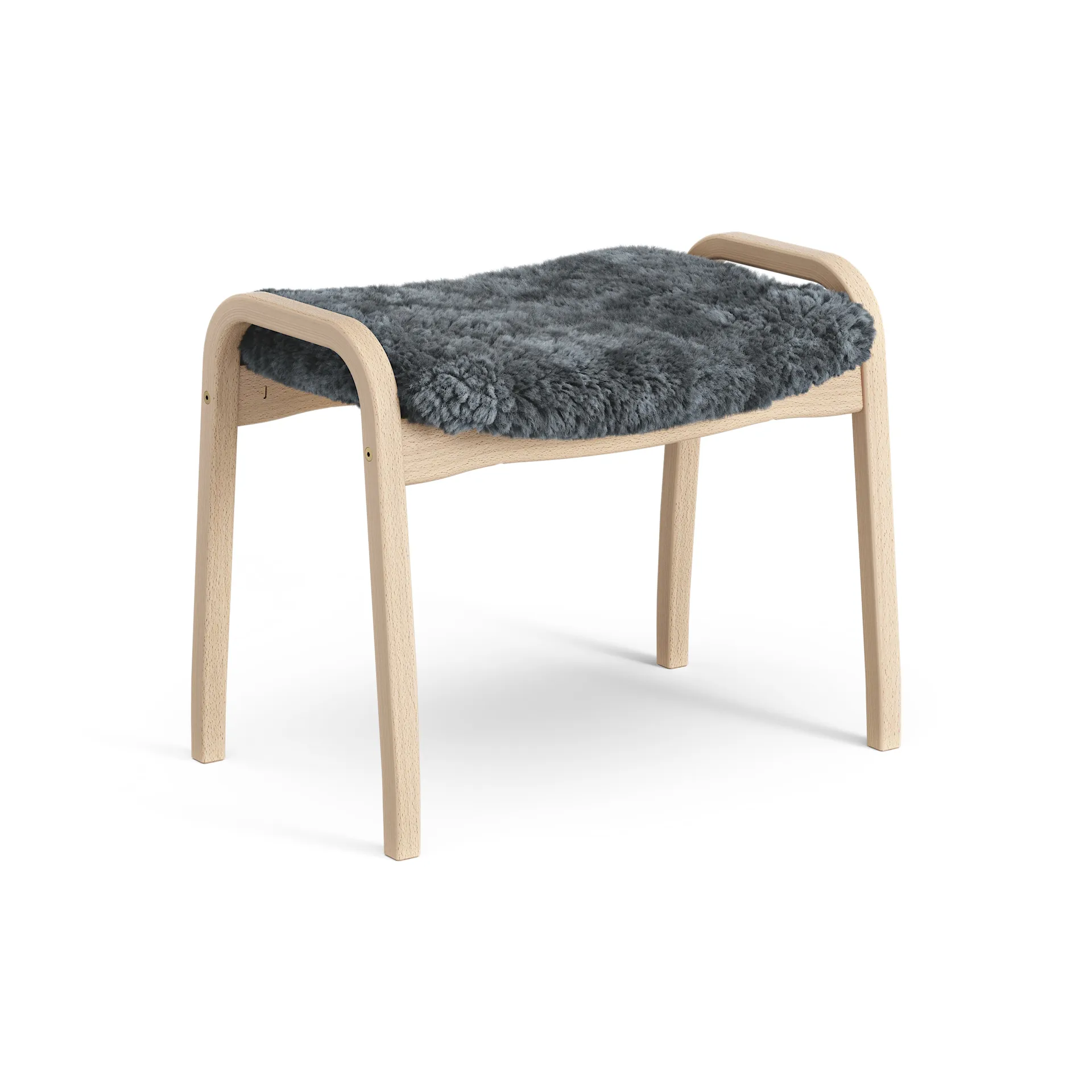 Lamini children's foot stool laquered beech/sheep skin, Charcoal (dark grey) Swedese