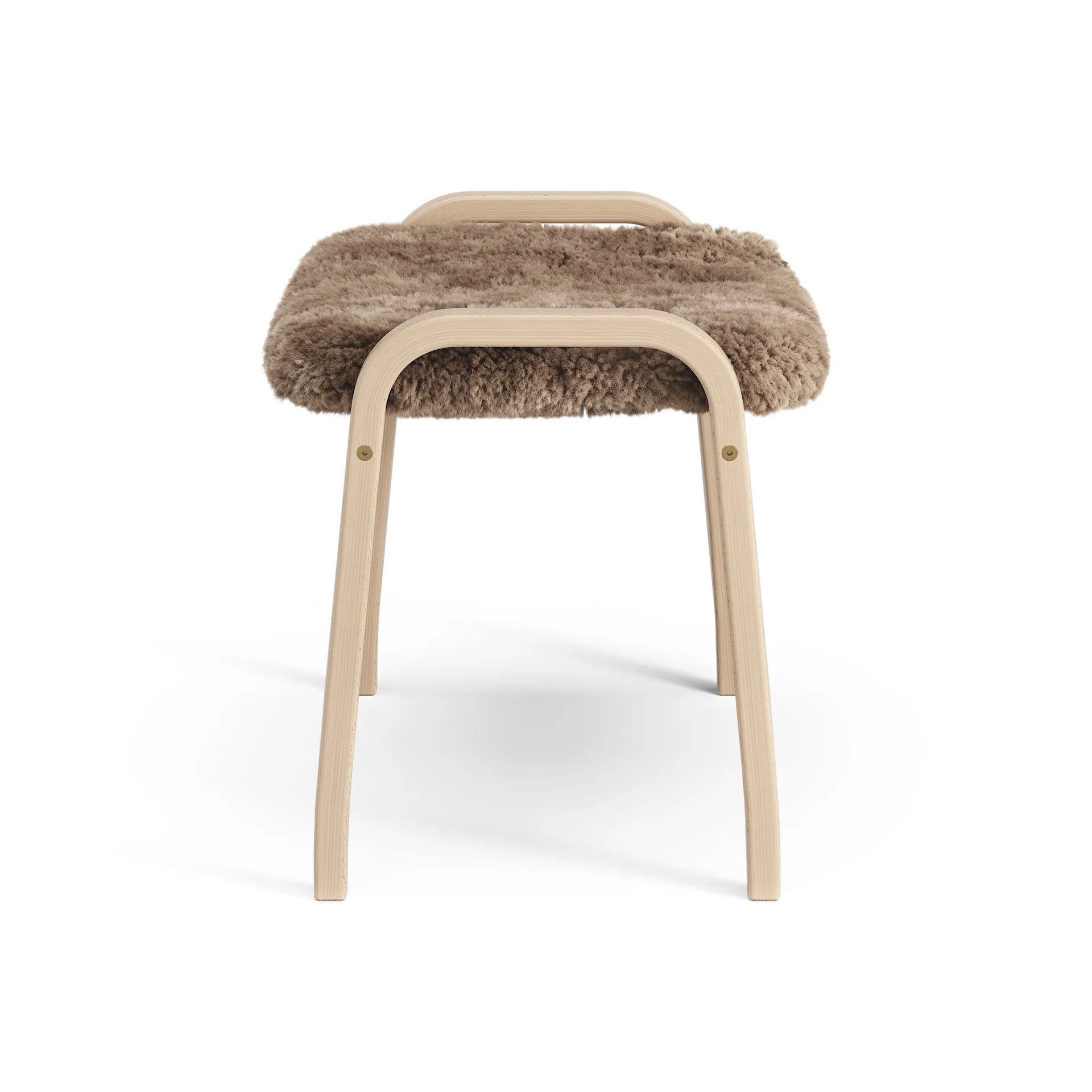 Lamini children's foot stool laquered beech/sheep skin, Sahara (nougat brown) Swedese