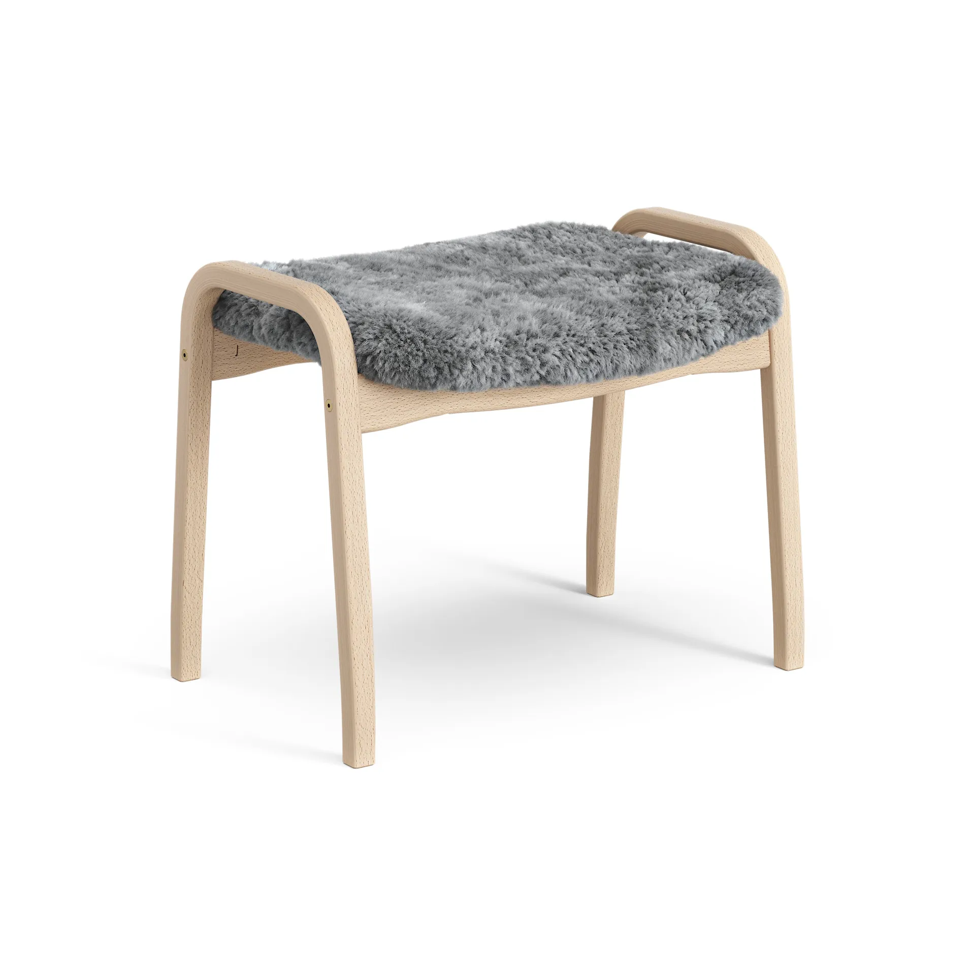Lamini children's foot stool laquered beech/sheep skin, Scandinavian Grey (grey) Swedese