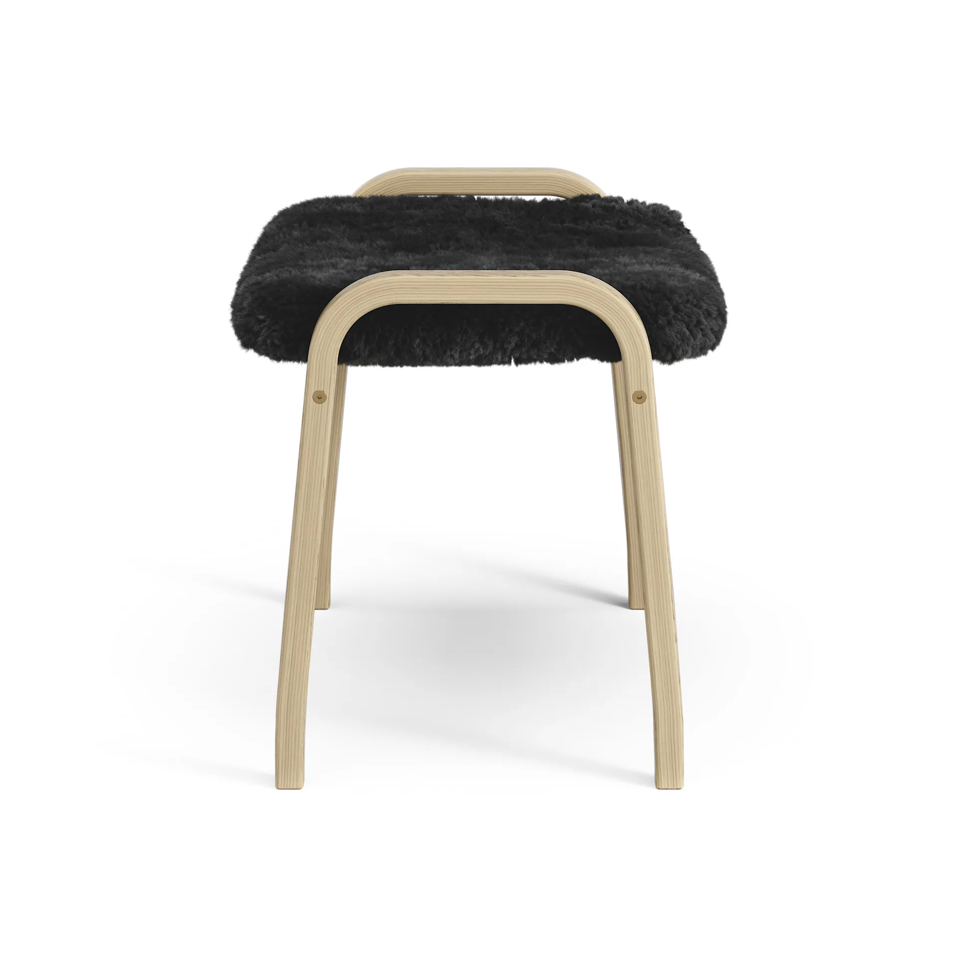 Lamini children's foot stool laquered oak/sheep skin, Black (black) Swedese