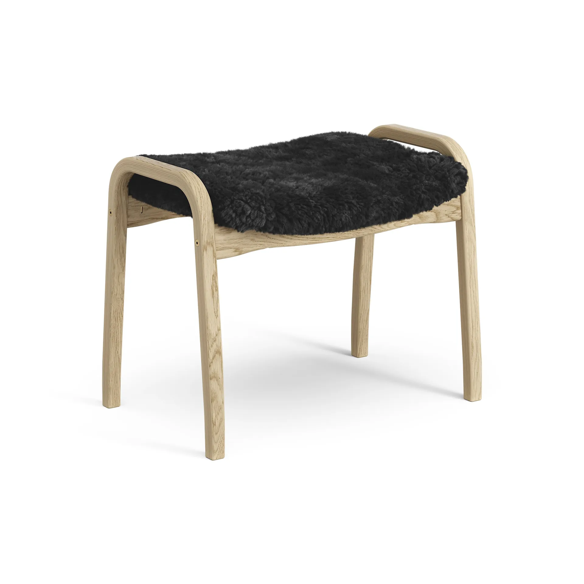 Lamini children's foot stool laquered oak/sheep skin, Black (black) Swedese