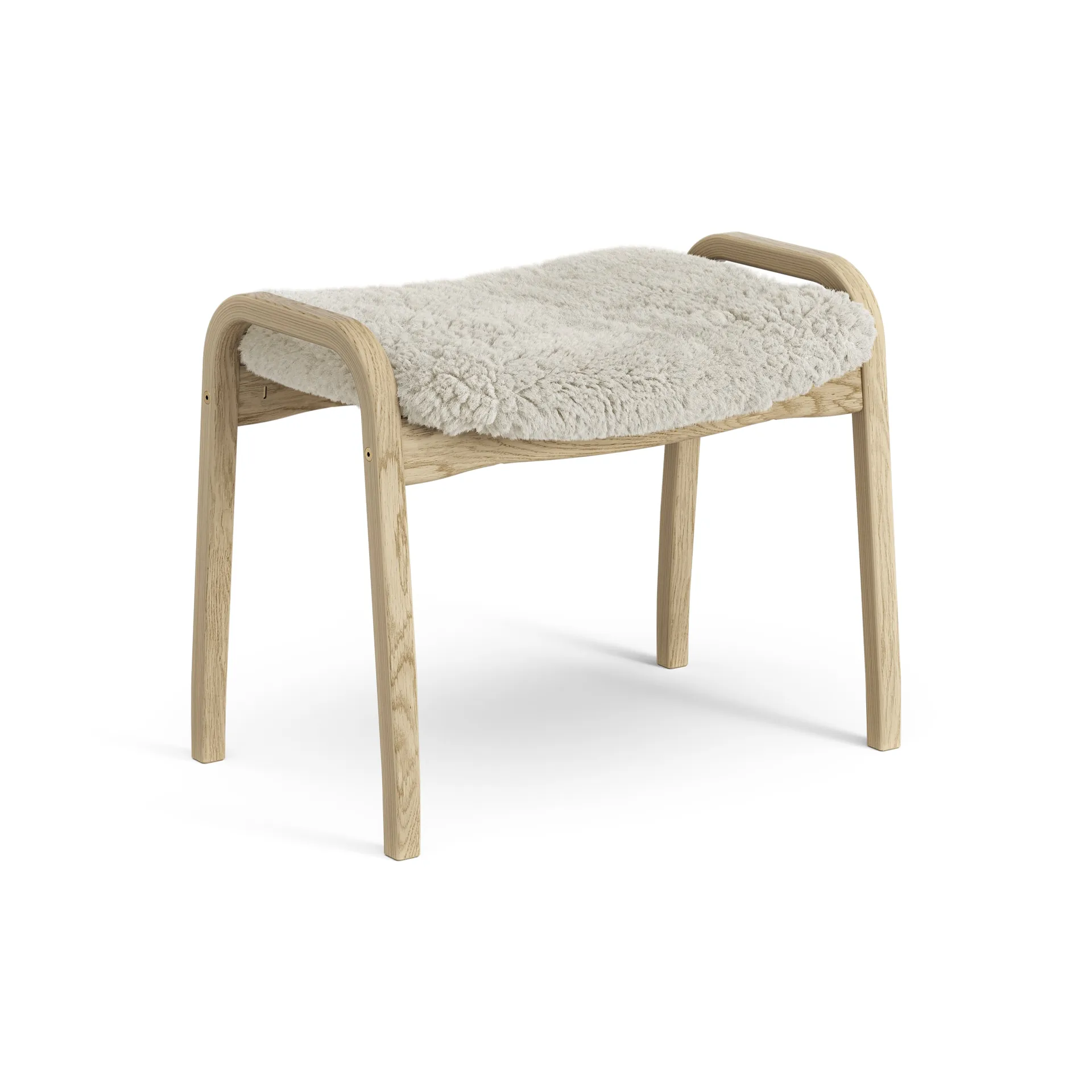 Lamini children's foot stool laquered oak/sheep skin, Moonlight (beige) Swedese