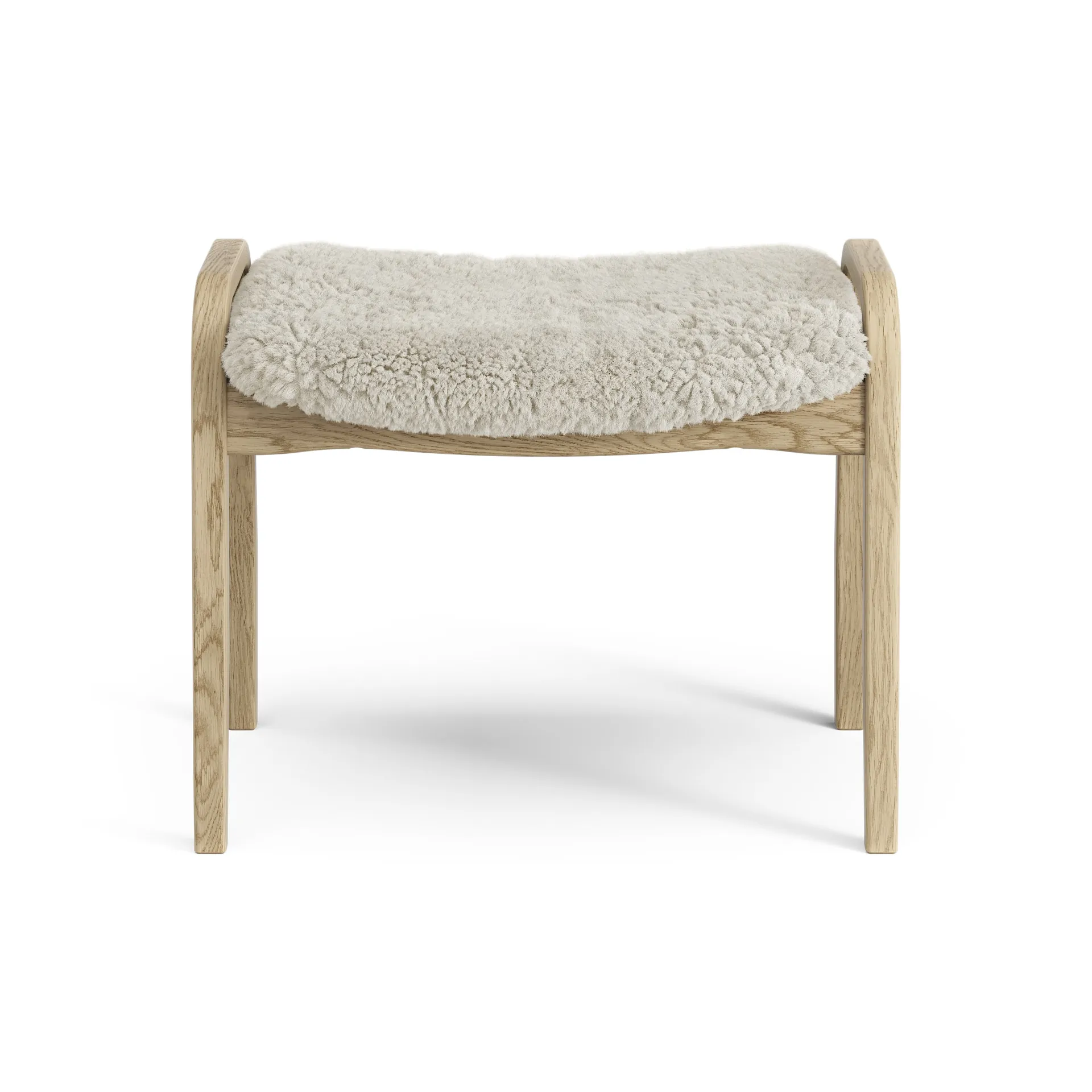 Lamini children's foot stool laquered oak/sheep skin, Moonlight (beige) Swedese