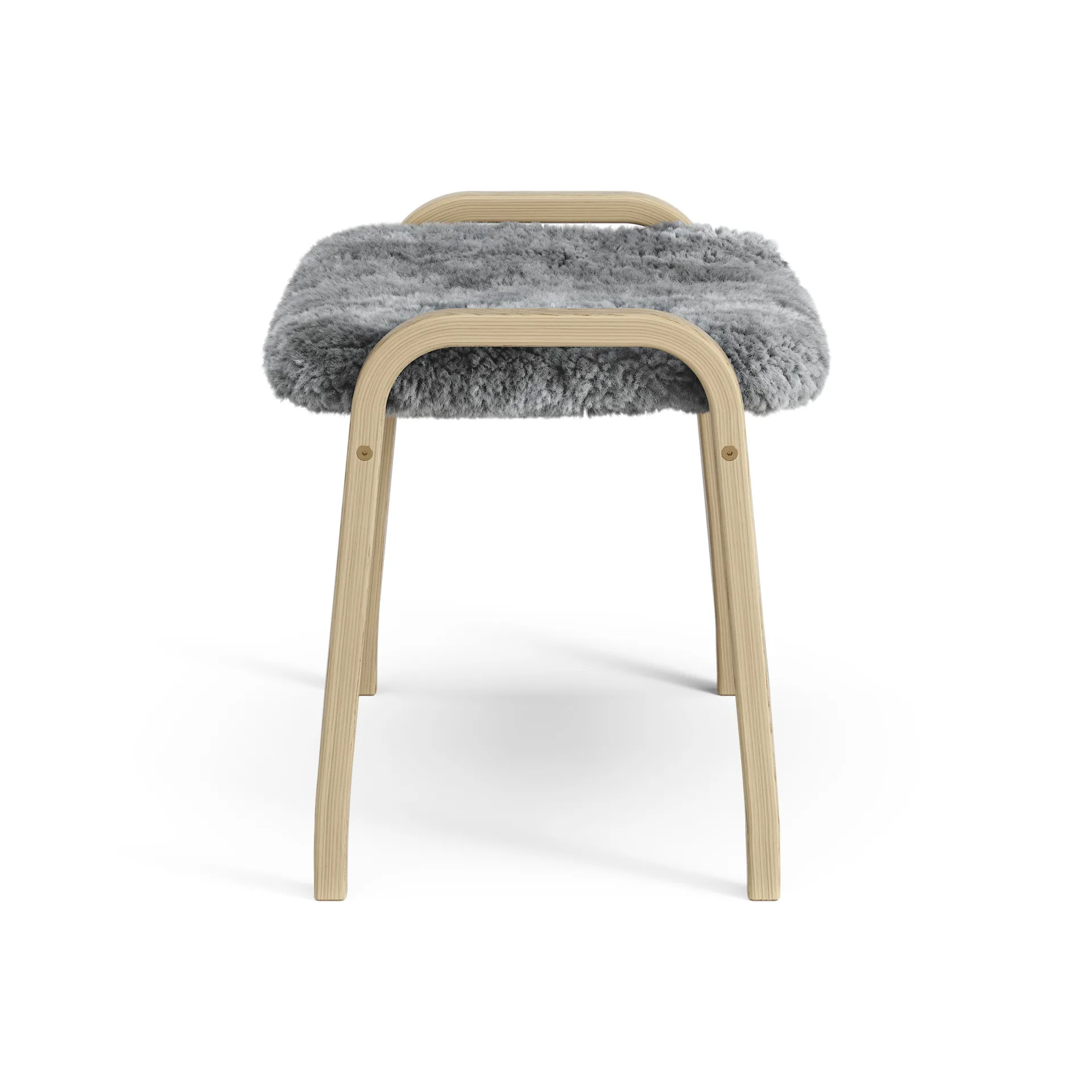 Lamini children's foot stool laquered oak/sheep skin, Scandinavian Grey (grey) Swedese