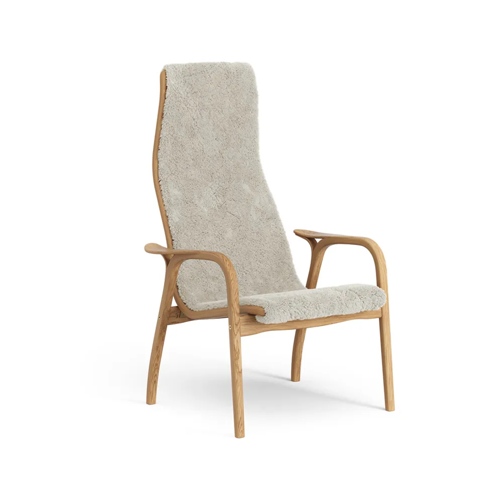 Lamino arm chair oiled oak/sheep skin, Moonlight (beige) Swedese