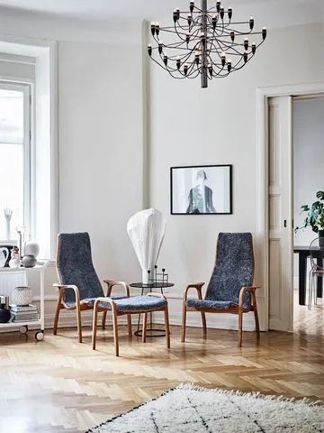 Lamino armchair and footstool - Sheepskin Espresso-laquered beech - Swedese