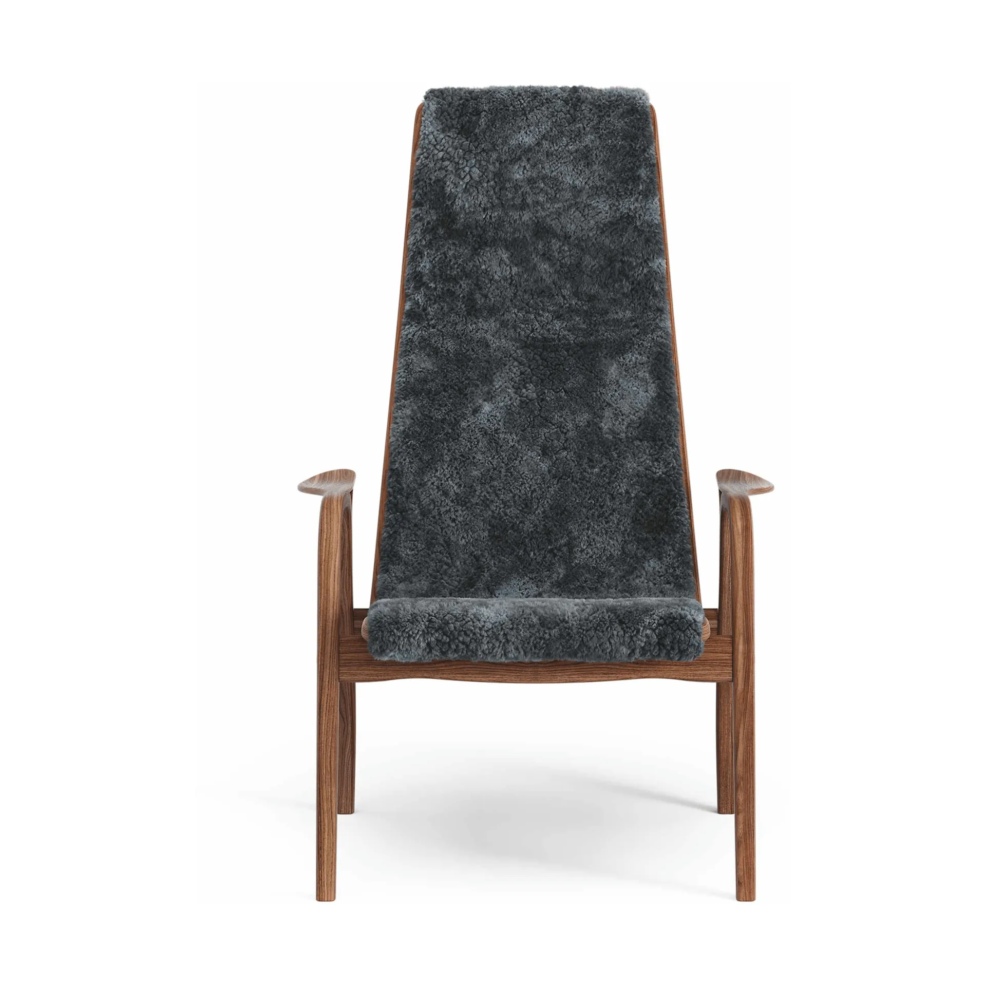 Lamino armchair, Sheepskin Charcoal-lacquered walnut Swedese