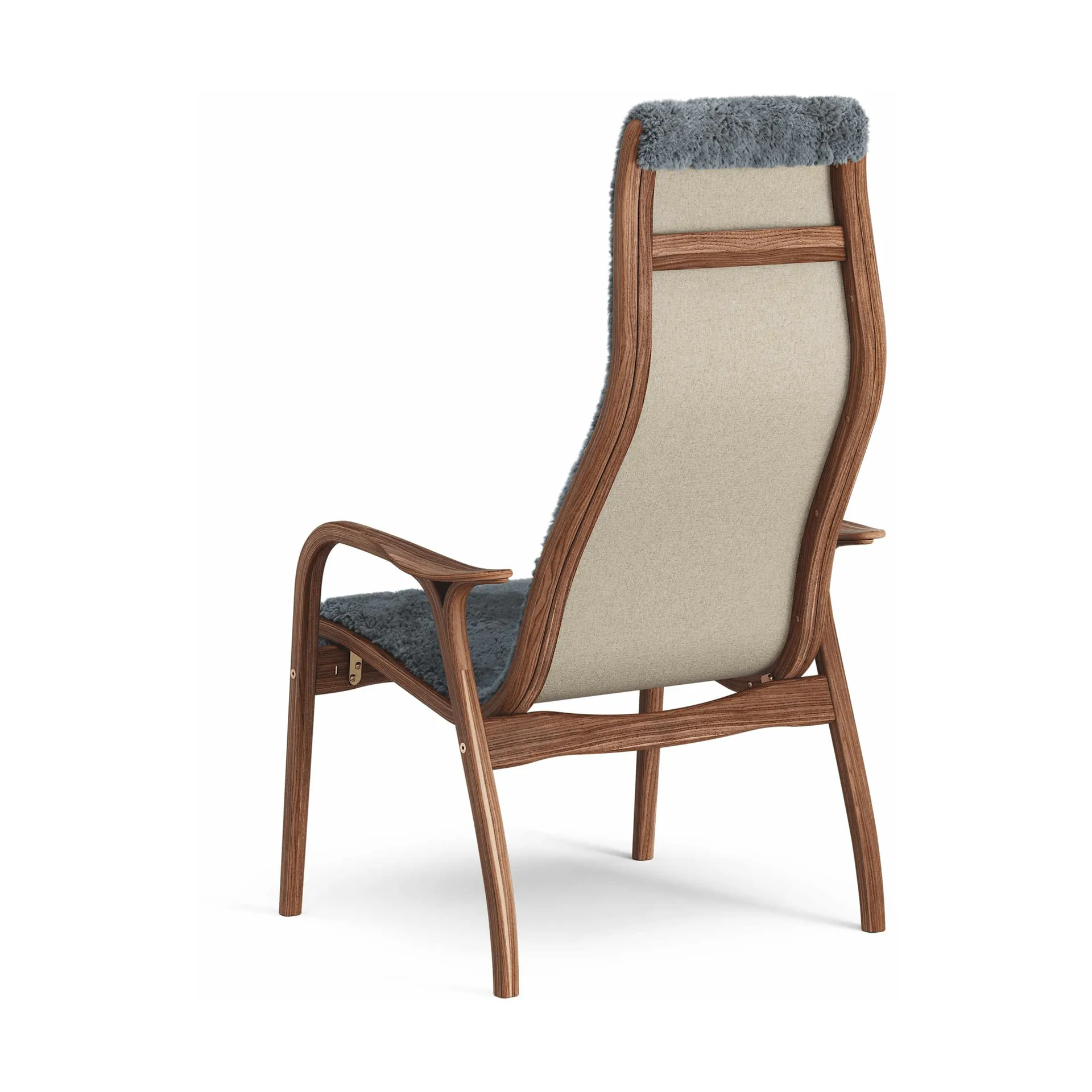 Lamino armchair, Sheepskin Charcoal-lacquered walnut Swedese
