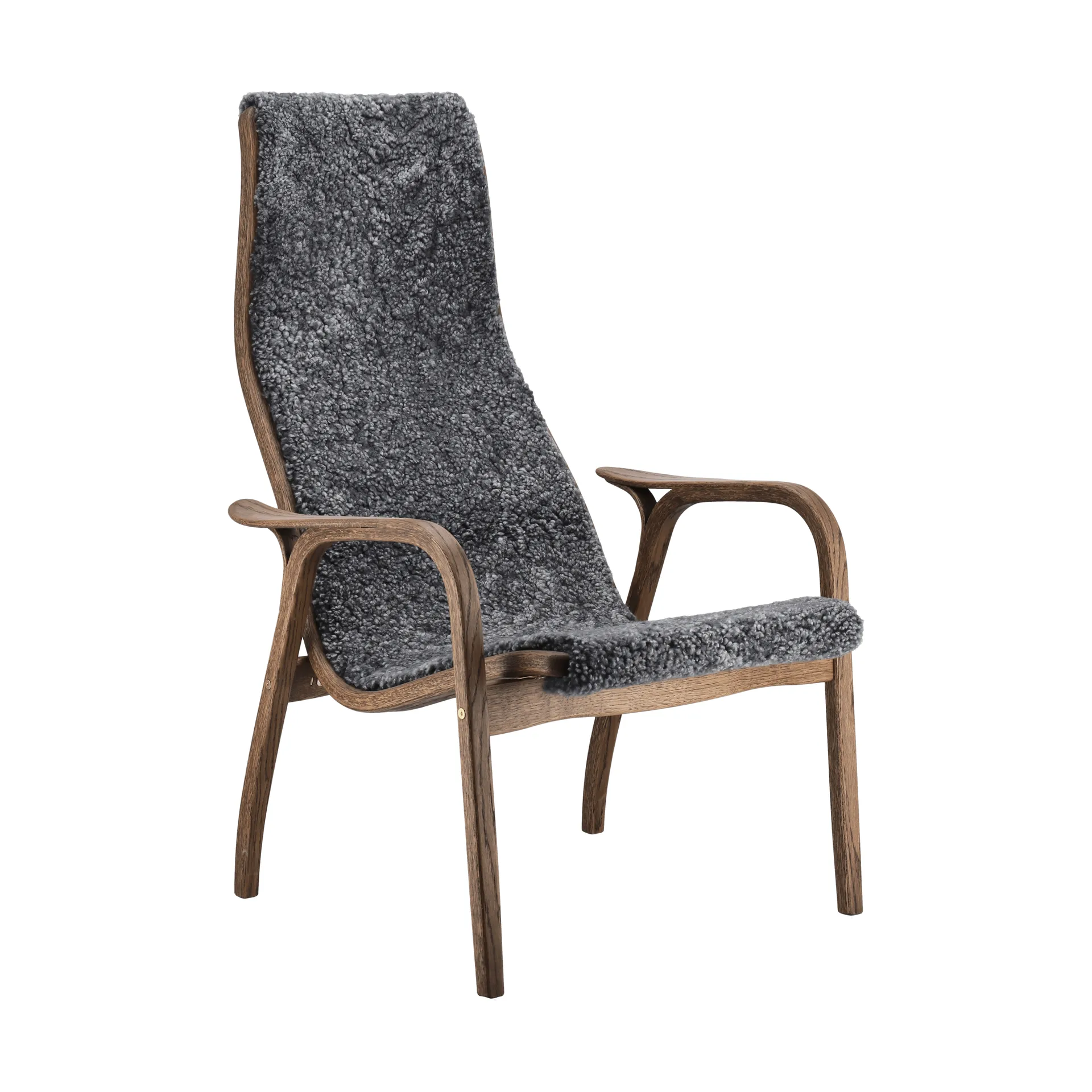 Lamino armchair, Sheepskin Charcoall-Rubio Monocoat Chocolate Swedese