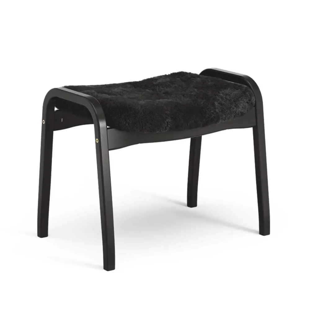 Lamino footstool, Sheepskin Black-black stained beech Swedese