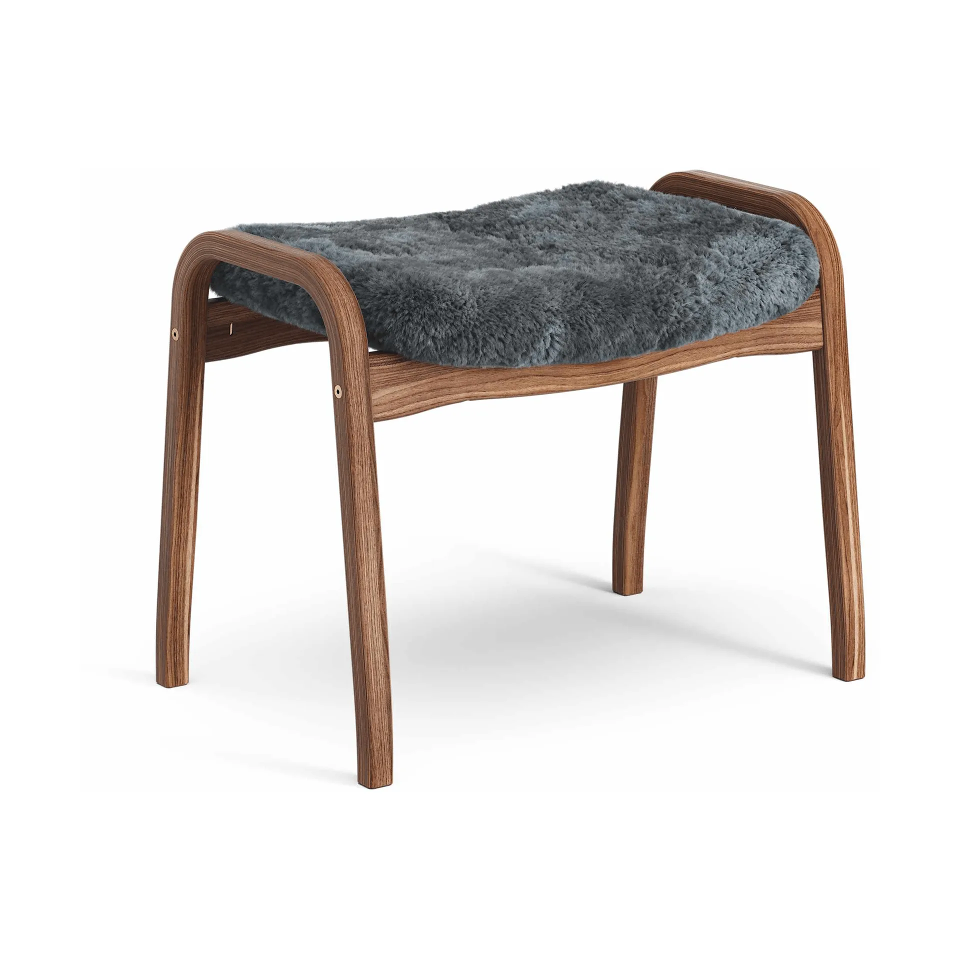 Lamino footstool, Sheepskin Charcoal-lacquered walnut Swedese