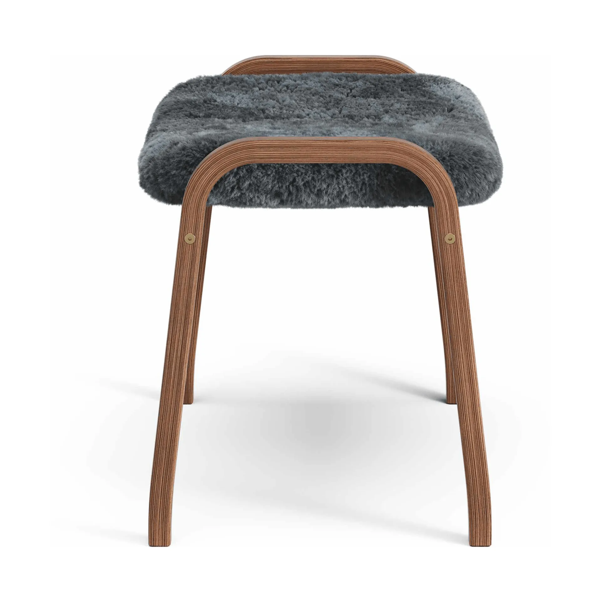 Lamino footstool, Sheepskin Charcoal-lacquered walnut Swedese