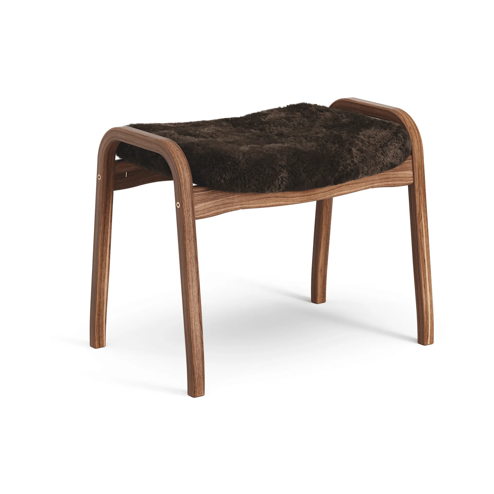 Lamino footstool, Sheepskin Espresso-oiled walnut Swedese