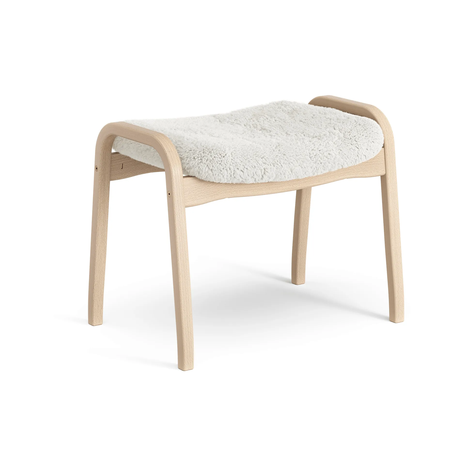 Lamino footstool, Sheepskin Off white-lacquered beech Swedese