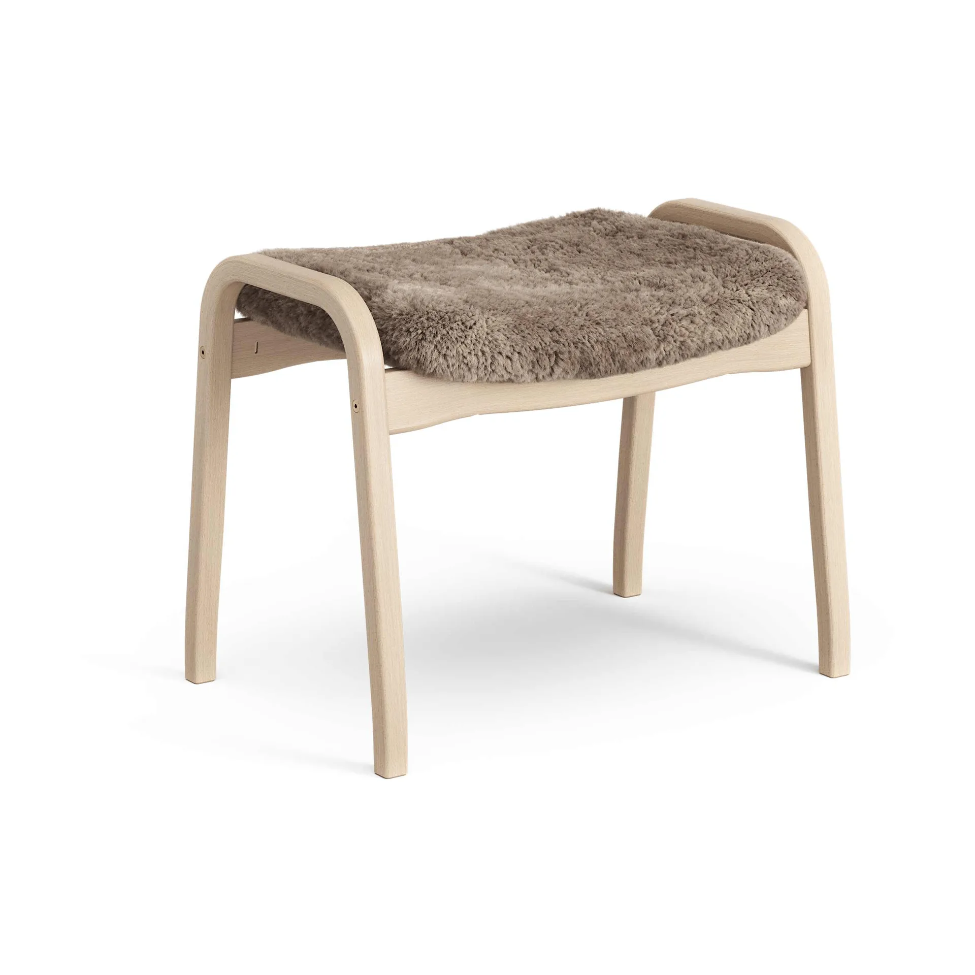 Lamino footstool, Sheepskin Sahara-lacquered beech Swedese