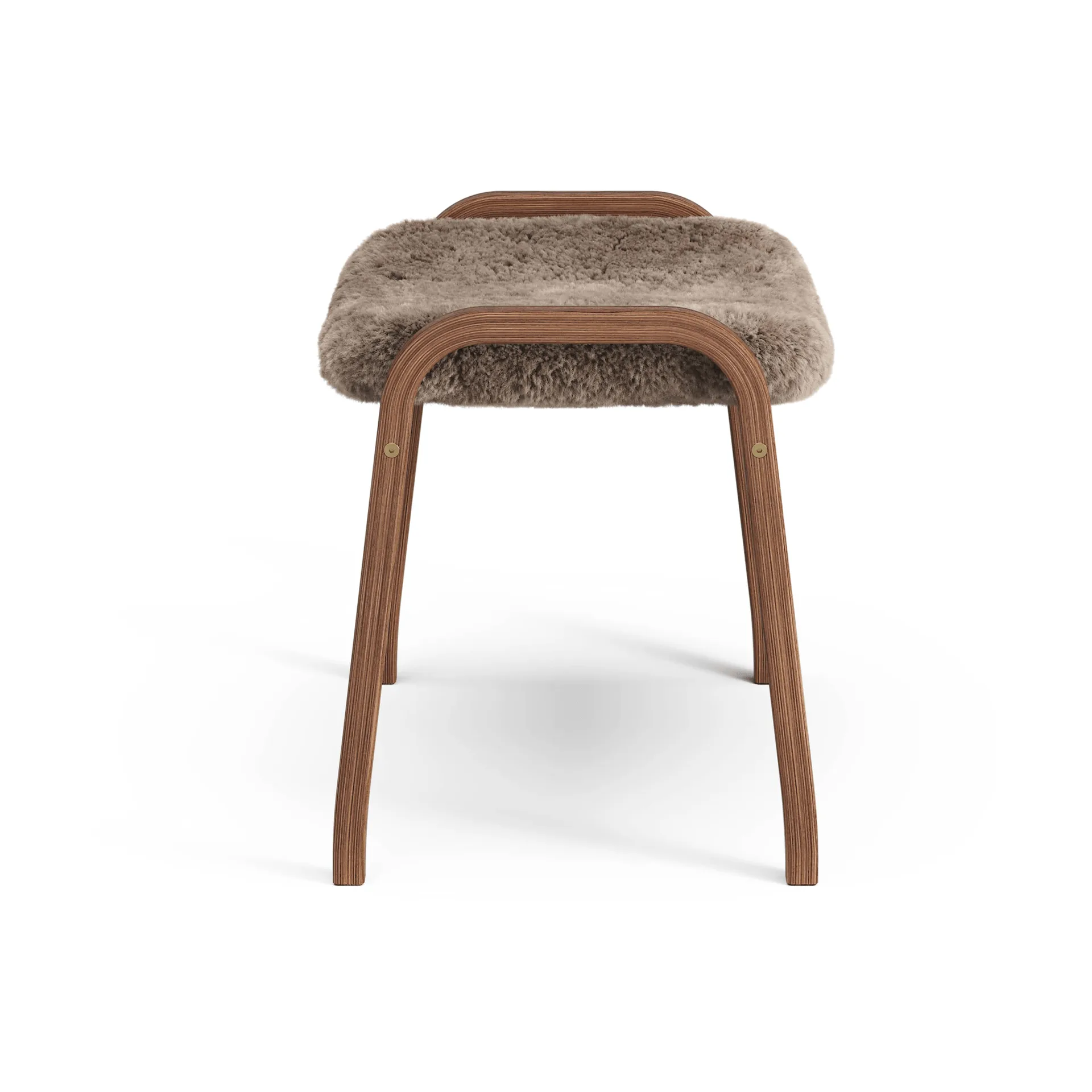 Lamino footstool, Sheepskin Sahara-lacquered walnut Swedese