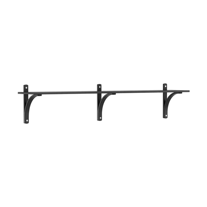Levi shelf 1 shelf level - Black-stained ash-aluminum, 180 cm - Swedese