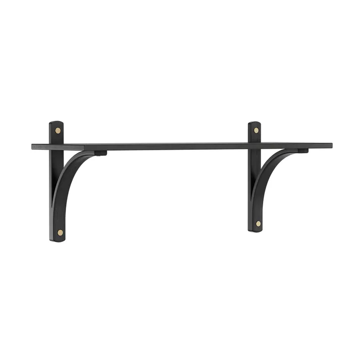 Levi shelf 1 shelf level - Black-stained ash-brass, 90 cm - Swedese