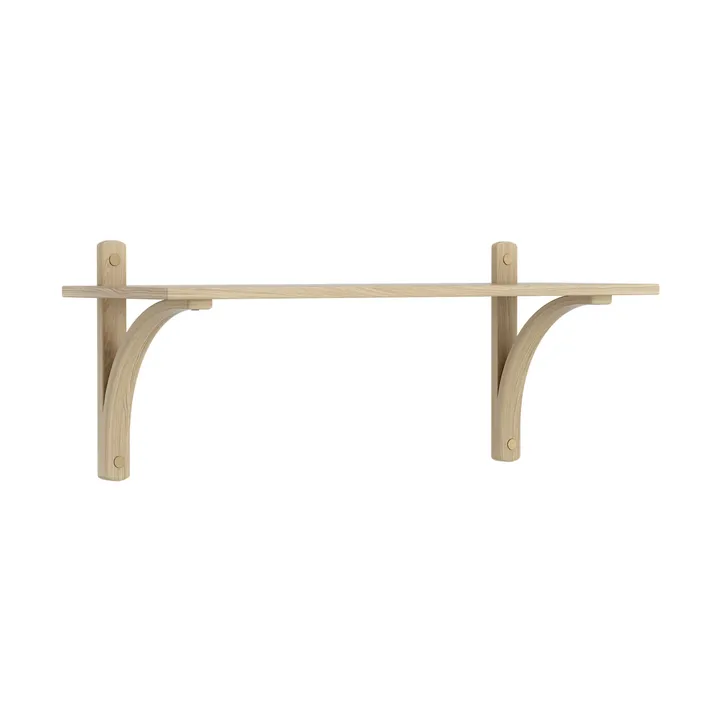 Levi shelf 1 shelf level - Natural lacquered oak-brass, 90 cm - Swedese