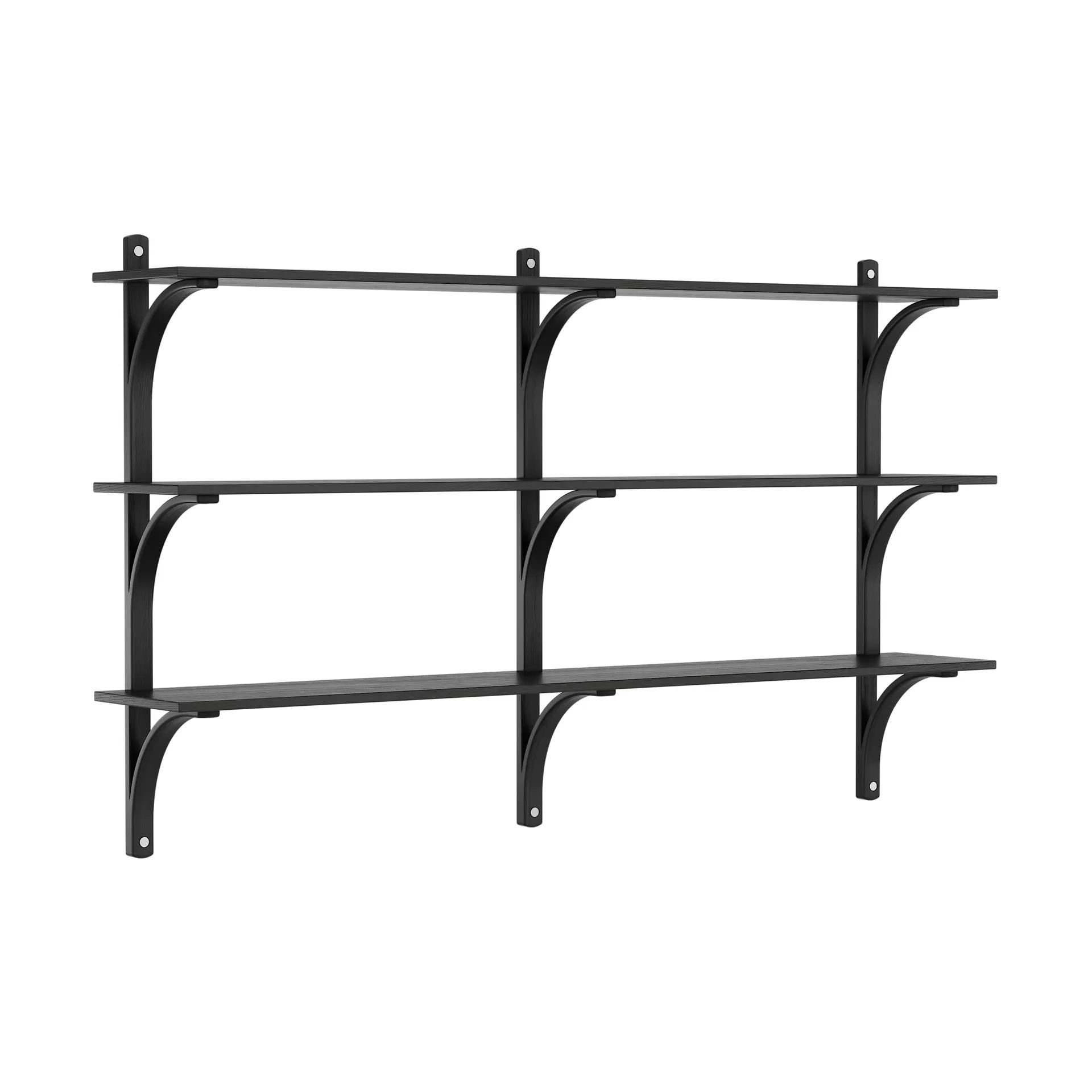 Levi shelf 3 shelves, Black-stained ash-aluminum, 180 cm Swedese
