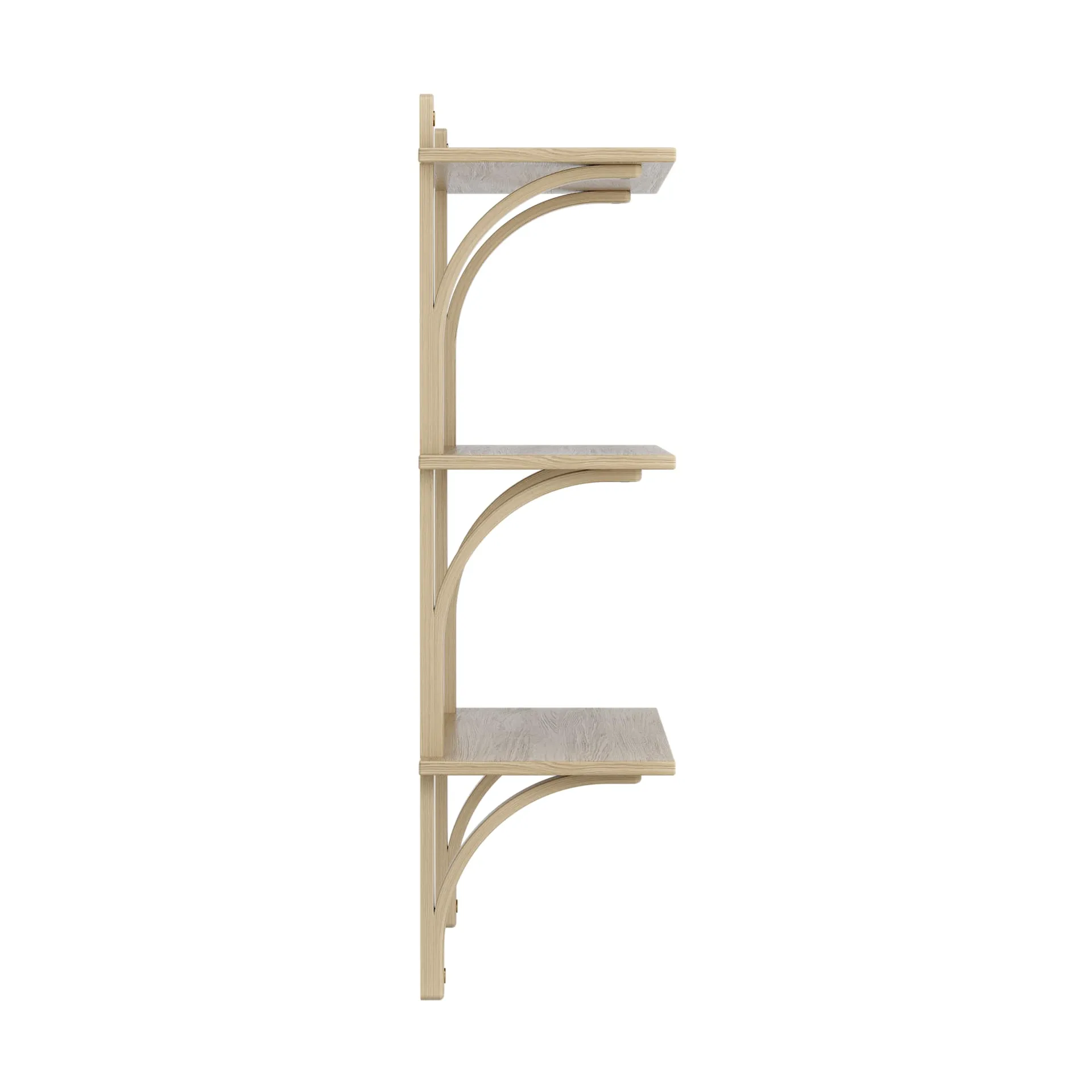 Levi shelf 3 shelves, Natural lacquered oak-brass, 90 cm Swedese