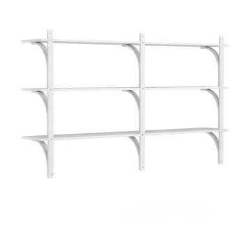 Levi shelf 3 shelves - White stained ash-brass, 180 cm - Swedese