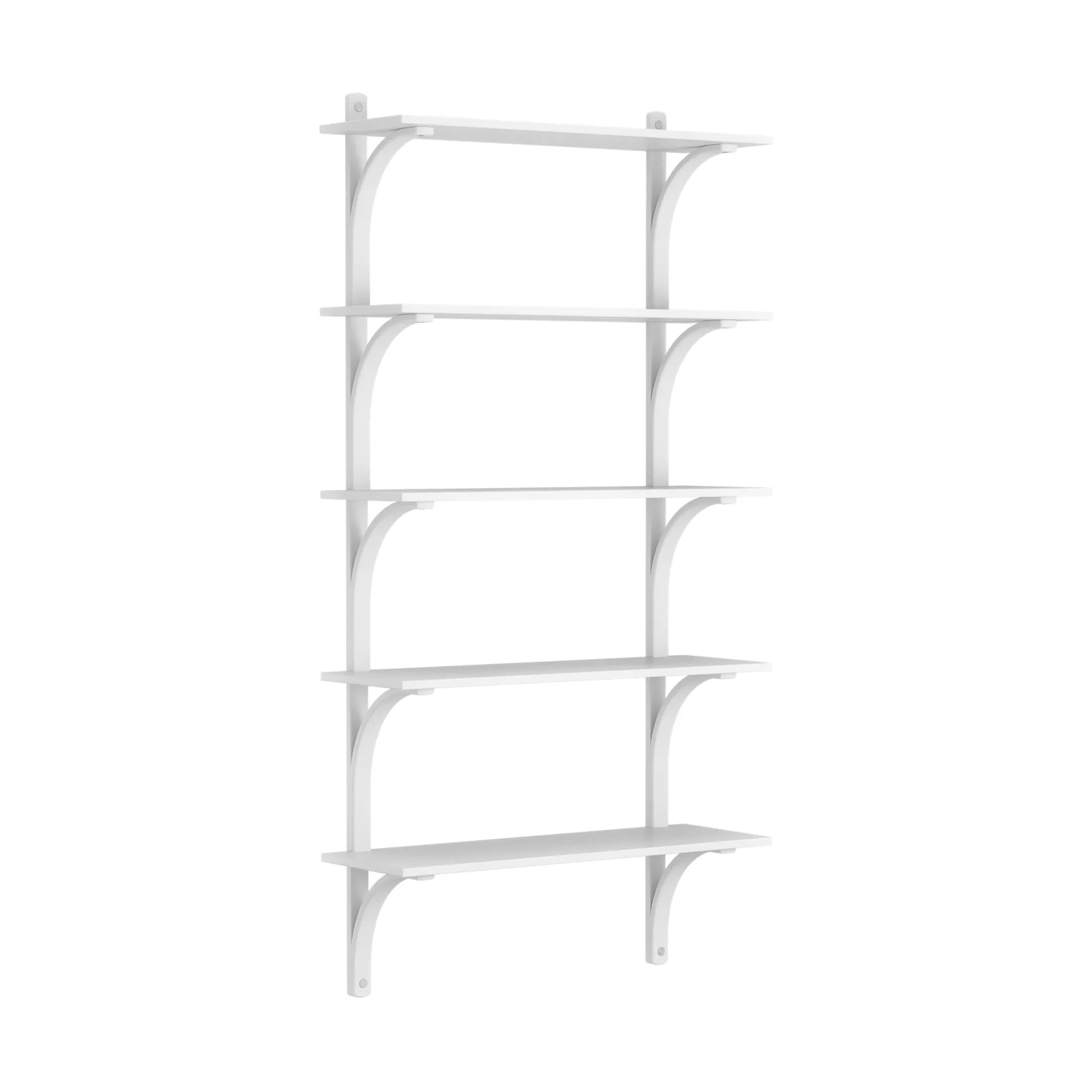 Levi shelf 5 shelves, White lacquered ash-aluminium, 90 cm Swedese