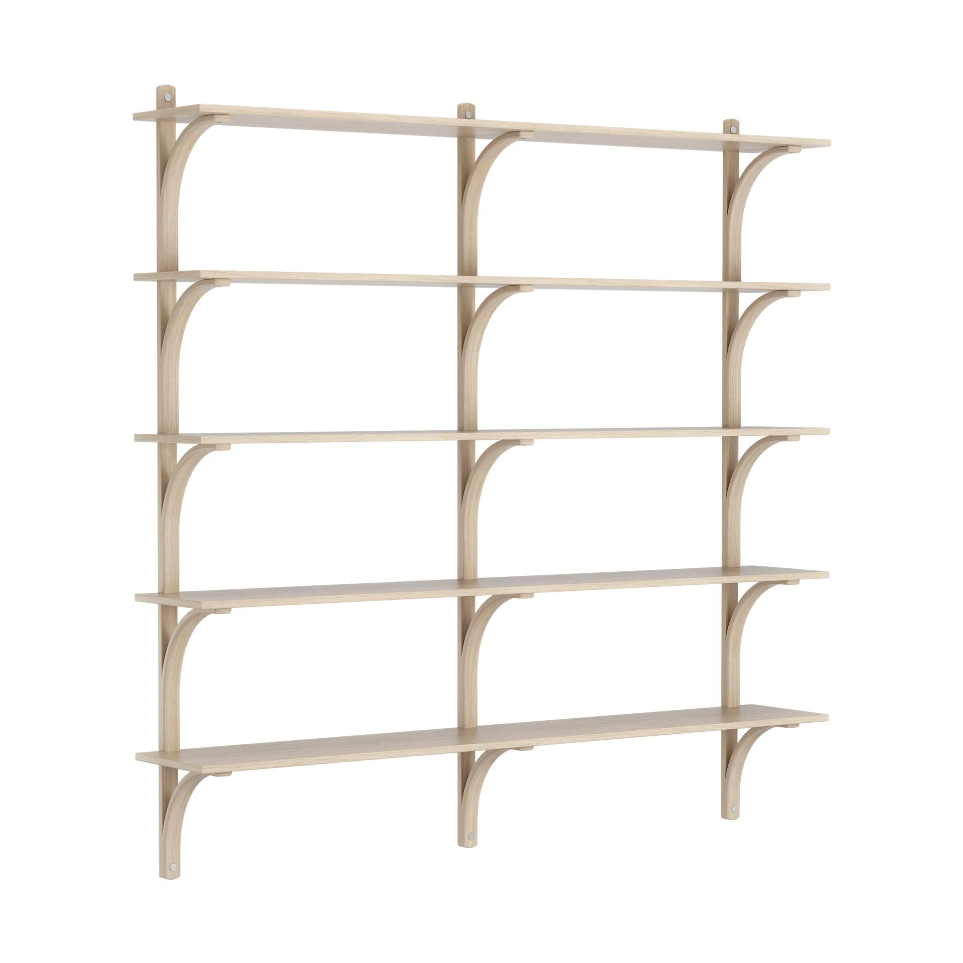Levi shelf 5 shelves, White pigmented oak-aluminium, 180 cm Swedese